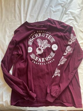 Ripple Junction Maroon Schrute Farms Graphic long-sleeve tee